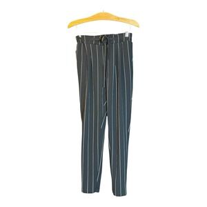Streetwear Society‎ Striped Paper Bag Waist Pants High Rise Casual Career